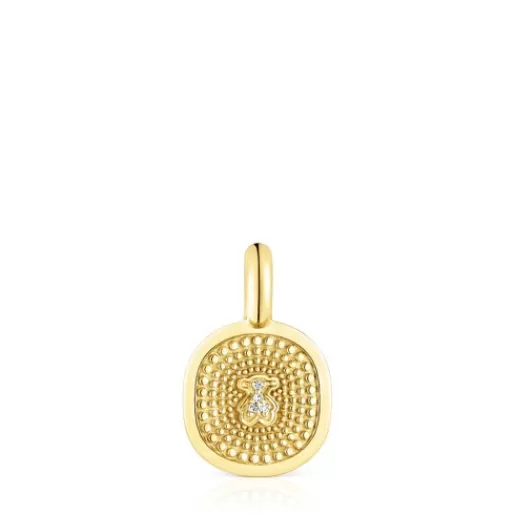 Cheap Oursin Pendant with 0.01ct diamonds Gold Pendants | Small Pendants