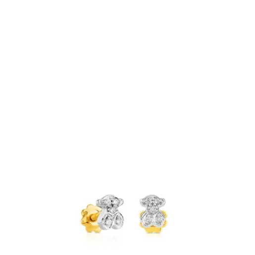 Shop Gold Puppies Earrings with Diamonds Bear motif Kids Gold Earrings | Small Earrings