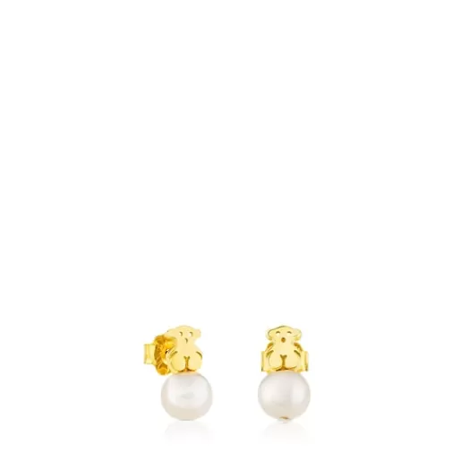 Best Sale Gold Puppies Earrings with Pearls and Bear motif Kids Gold Earrings | Small Earrings