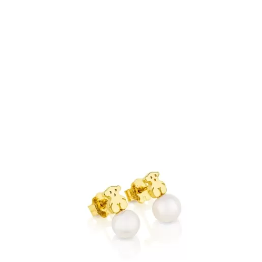 Best Sale Gold Puppies Earrings with Pearls and Bear motif Kids Gold Earrings | Small Earrings