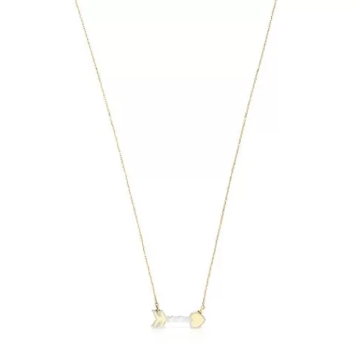 Discount Gold San Valentín arrow Necklace with Mother-of-pearl Gold Necklaces | Short Necklaces