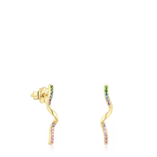 Best Sale Spiral earrings with gemstones St. Tropez Gold Earrings | Large Earrings