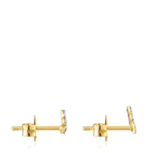 Online Gold Strip earrings with 0.08ct diamonds Les Classiques Gold Earrings | Small Earrings