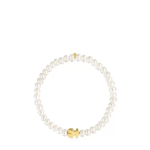 Outlet Gold Sweet Dolls Bracelet with pearls and Bear motif Kids Gold Bracelets | Pearl Bracelets