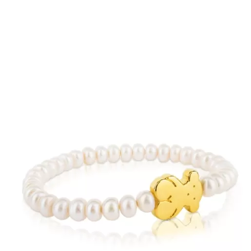 Best Sale Gold Sweet Dolls Bracelet with pearls and big Bear motif Kids Gold Bracelets | Pearl Bracelets