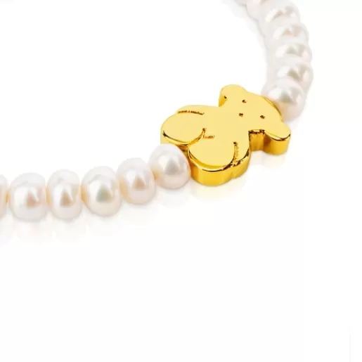Best Sale Gold Sweet Dolls Bracelet with pearls and big Bear motif Kids Gold Bracelets | Pearl Bracelets