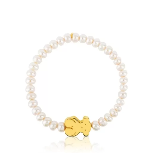 Best Sale Gold Sweet Dolls Bracelet with pearls and big Bear motif Kids Gold Bracelets | Pearl Bracelets