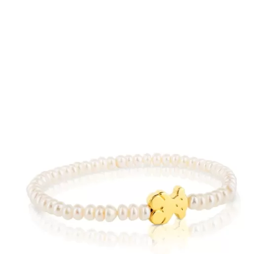 Flash Sale Gold Sweet Dolls Bracelet with pearls and medium Bear motif Kids Gold Bracelets | Pearl Bracelets