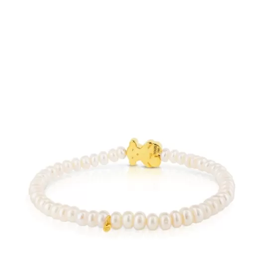 Flash Sale Gold Sweet Dolls Bracelet with pearls and medium Bear motif Kids Gold Bracelets | Pearl Bracelets