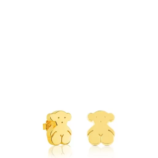 Sale Gold Sweet Dolls Earrings big Bear motif. Push back. Gold Earrings | Small Earrings