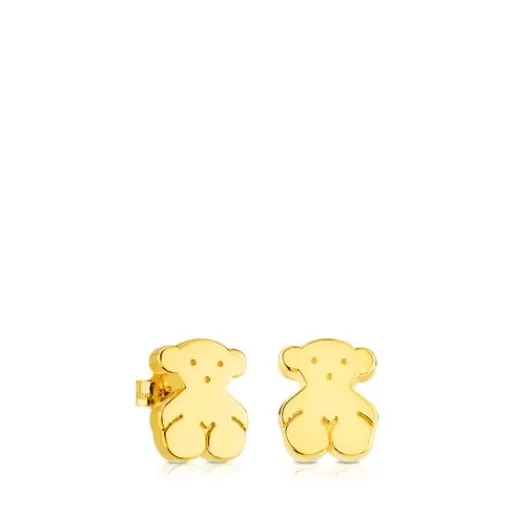 Cheap Gold Sweet Dolls Earrings. Medium Bear motif. Push back. Kids Gold Earrings | Small Earrings