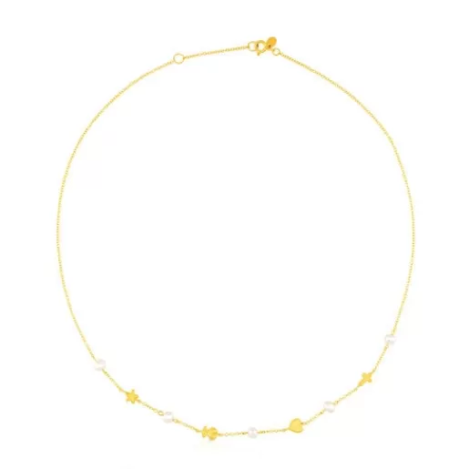 Fashion Gold Sweet Dolls Necklace with Pearl Gold Necklaces | Short Necklaces