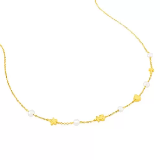 Fashion Gold Sweet Dolls Necklace with Pearl Gold Necklaces | Short Necklaces