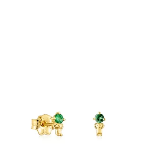 New Teddy Bear Earrings with tsavorite Gold Earrings | Small Earrings