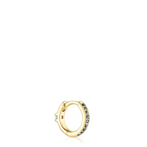 Clearance Basics Hoop earring with blue sapphires and a diamond Gold Earrings | Hoop Earrings
