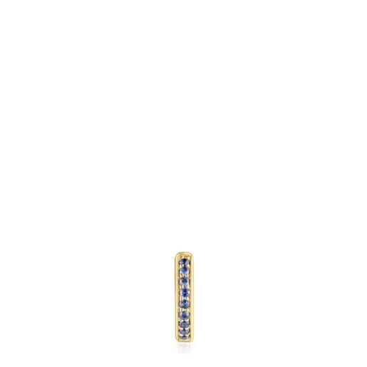 Clearance Basics Hoop earring with blue sapphires and a diamond Gold Earrings | Hoop Earrings