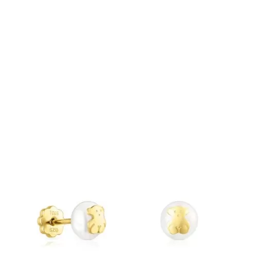 Sale Bear Earrings with Pearls Kids Gold Earrings | Small Earrings