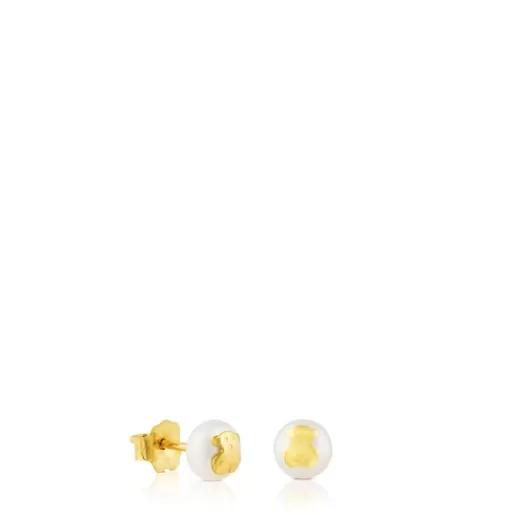 Fashion Gold Bear Earrings with Pearls Kids Gold Earrings | Small Earrings