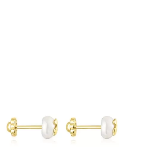 Sale Bear Earrings with Pearls Kids Gold Earrings | Small Earrings