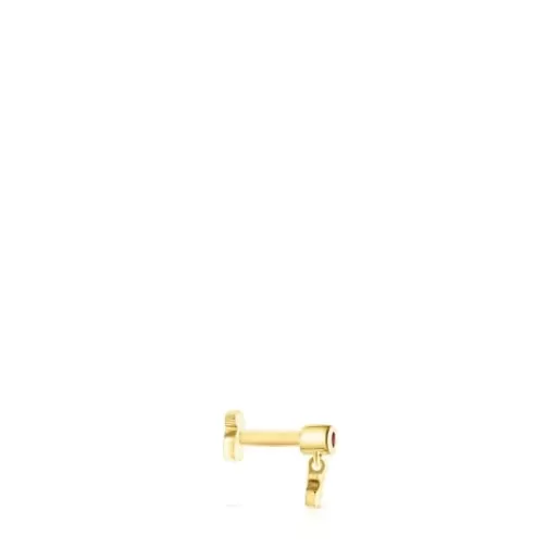 Fashion Cool Joy Ear piercing with rhodolite and bear motif Small Earrings | Individual Earrings