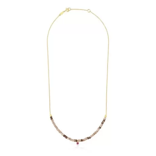 Hot Gold Cool Joy Necklace with smoky quartz and rhodolite Gold Necklaces | Short Necklaces