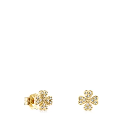 Fashion Good Vibes clover Earrings with Diamonds Gold Earrings | Small Earrings