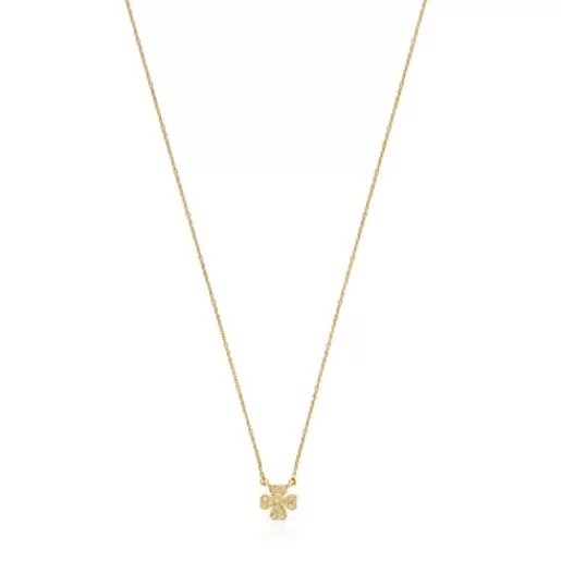 Hot Good Vibes clover Necklace with Diamonds Gold Necklaces | Short Necklaces