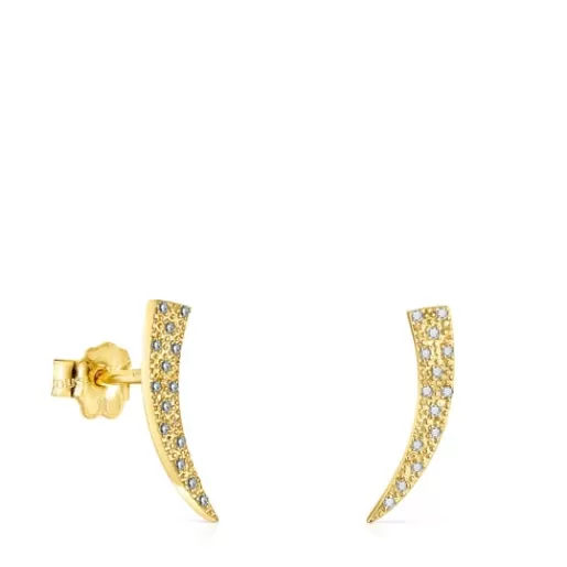 Hot Gold Good Vibes cornucopia Earrings with Diamonds Gold Earrings