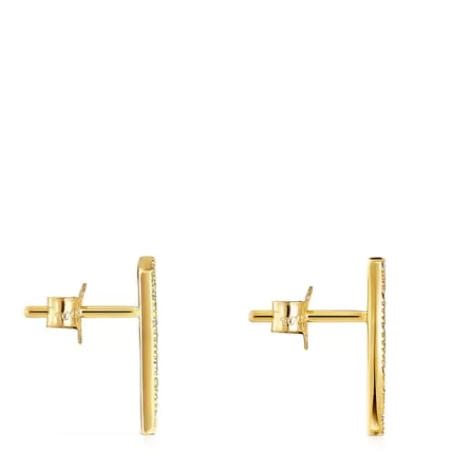 Hot Gold Good Vibes cornucopia Earrings with Diamonds Gold Earrings