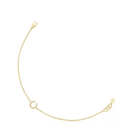 Cheap Gold Good Vibes horseshoe Bracelet with Diamonds Gold Bracelets | Chain Bracelets