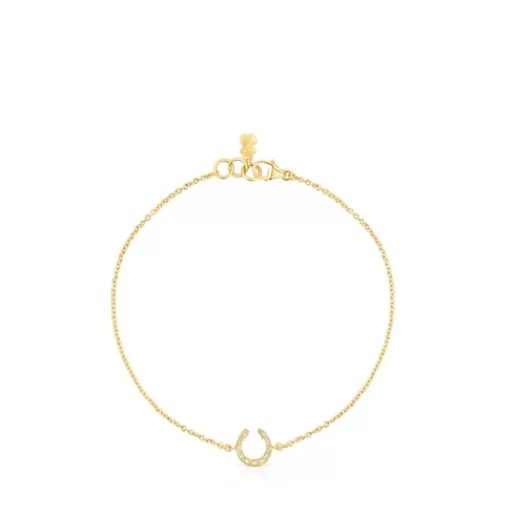 Cheap Gold Good Vibes horseshoe Bracelet with Diamonds Gold Bracelets | Chain Bracelets