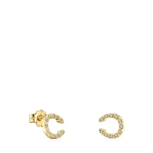 New Good Vibes horseshoe Earrings with Diamonds Gold Earrings | Small Earrings