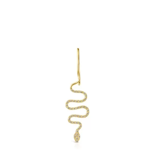 Shop Gold Good Vibes serpent 1/2 Earring with Diamonds Gold Earrings | Large Earrings