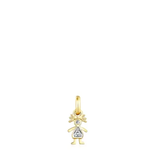 Clearance Gold Mama girl Pendant with Diamonds Gold Pendants | Small Pendants