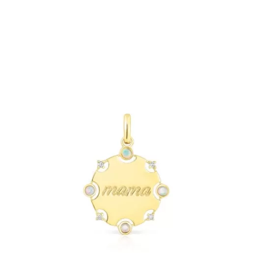 Best Gold Mama medallion Pendant with diamonds and opal Gold Pendants | Medium Pendants