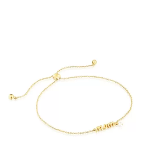 Best Gold Mama Mom Bracelet with cultured pearl Gold Bracelets | Pearl Bracelets