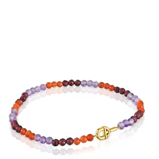 Cheap Gold MANIFESTO Elastic bracelet with gemstones Gold Bracelets | Ball Bracelets