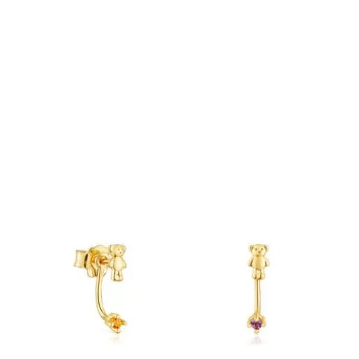 Discount Gold Teddy Bear Earrings with gemstones Gold Earrings