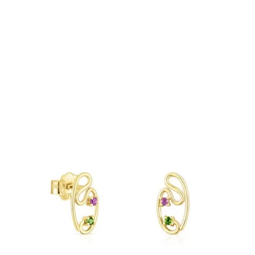 Outlet Gold Tsuri earrings with gemstones Gold Earrings | Small Earrings