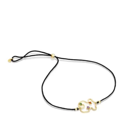 Outlet Gold Tsuri Nylon bear bracelet with gemstones Gold Bracelets | Cord And Thread Bracelets