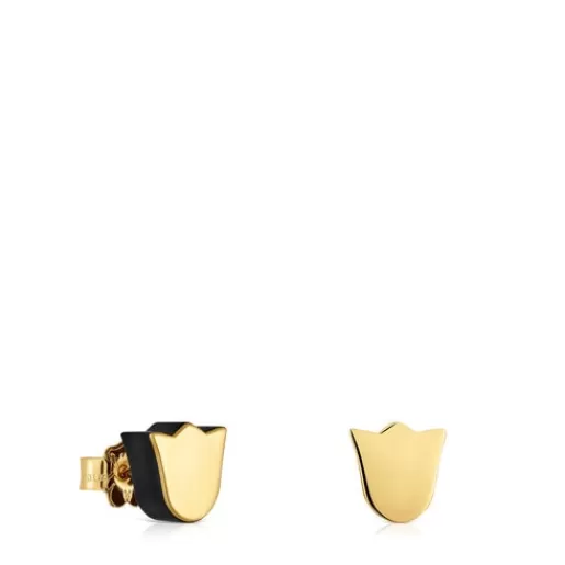 Discount tulip Earrings with onyx 1950 Gold Earrings | Small Earrings