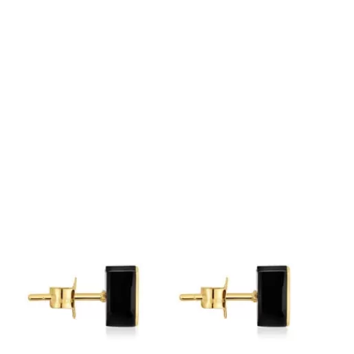 Discount tulip Earrings with onyx 1950 Gold Earrings | Small Earrings