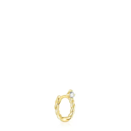 Cheap Twisted Hoop earring with diamond Gold Earrings | Hoop Earrings