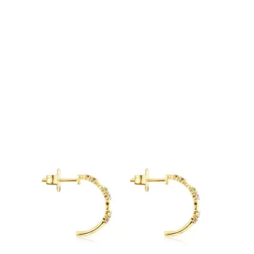 Clearance Gold Virtual Garden Hoop earrings with gemstones Gold Earrings