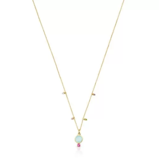 Cheap Virtual Garden Necklace with chalcedony and gemstones Gold Necklaces | Short Necklaces