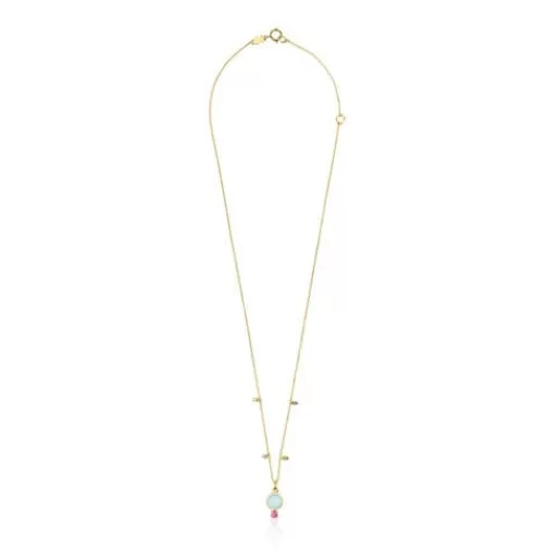 Cheap Virtual Garden Necklace with chalcedony and gemstones Gold Necklaces | Short Necklaces