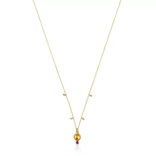 Outlet Virtual Garden Necklace with citrine and gemstones Gold Necklaces | Short Necklaces