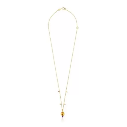 Outlet Virtual Garden Necklace with citrine and gemstones Gold Necklaces | Short Necklaces