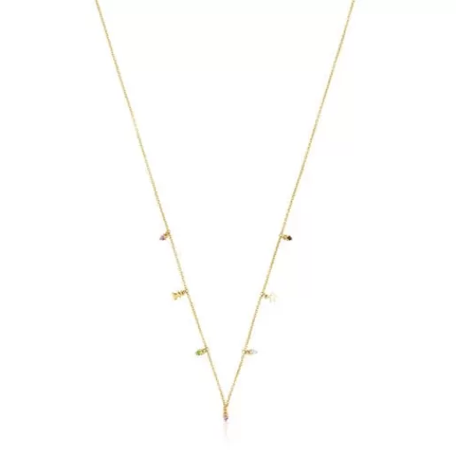 Best Sale Gold Virtual Garden Necklace with gemstones and charms Gold Necklaces | Short Necklaces