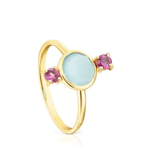 Flash Sale Gold Virtual Garden Ring with chalcedony and rhodolite 分类为空 | Small Rings